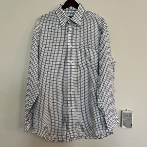 Orvis Men's 100% Linen Button Down Collared Plaid Preppy Business Shirt SZ L - Picture 1 of 13